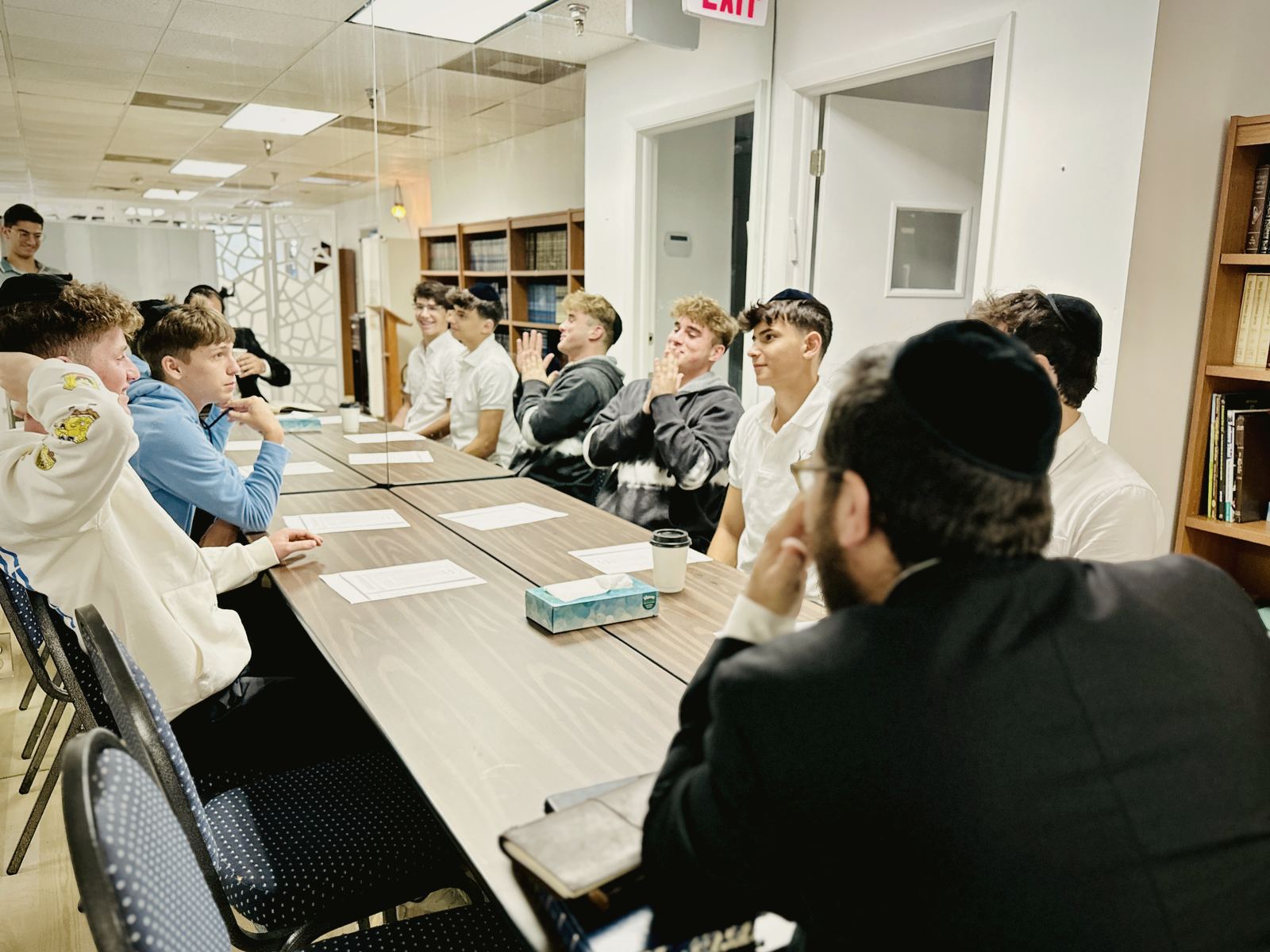 A class around a long table